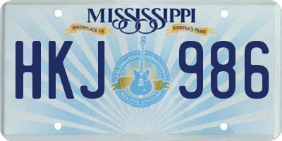 MS license plate HKJ986