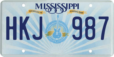 MS license plate HKJ987