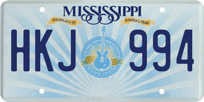 MS license plate HKJ994