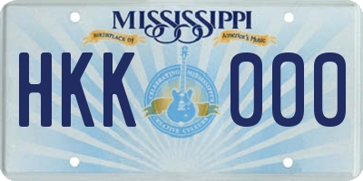 MS license plate HKK000