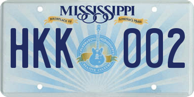 MS license plate HKK002