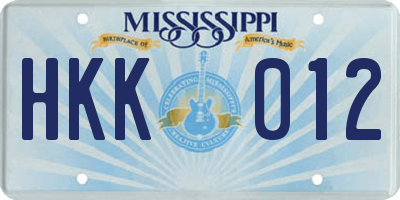 MS license plate HKK012