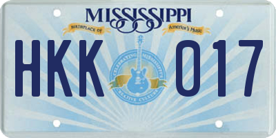 MS license plate HKK017