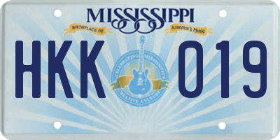 MS license plate HKK019