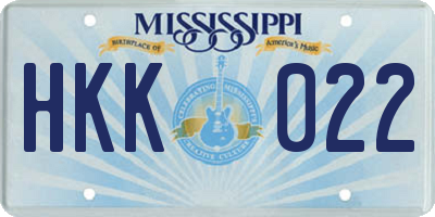 MS license plate HKK022