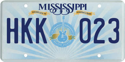 MS license plate HKK023
