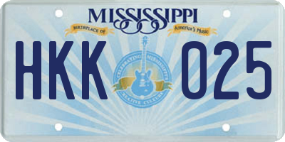 MS license plate HKK025