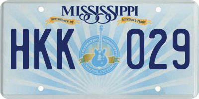 MS license plate HKK029