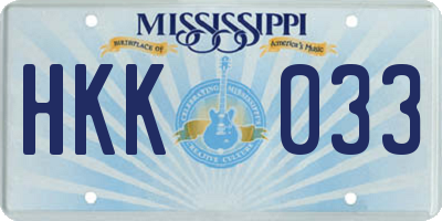 MS license plate HKK033