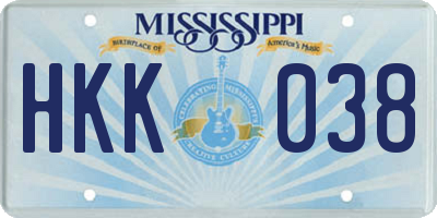 MS license plate HKK038