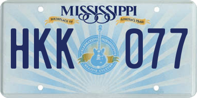 MS license plate HKK077