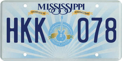 MS license plate HKK078