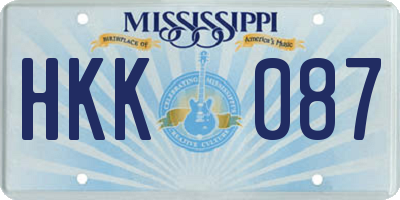MS license plate HKK087