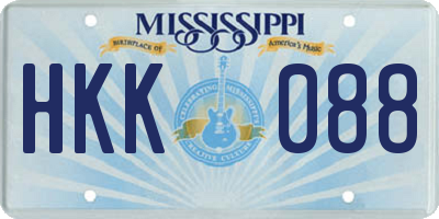 MS license plate HKK088