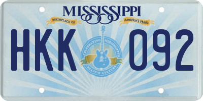 MS license plate HKK092