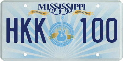 MS license plate HKK100