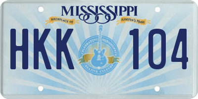 MS license plate HKK104