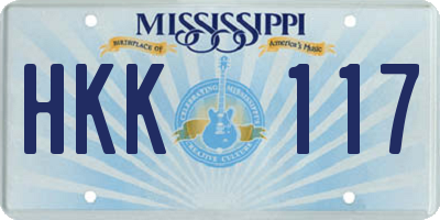 MS license plate HKK117