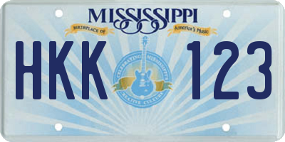 MS license plate HKK123