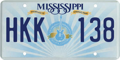 MS license plate HKK138