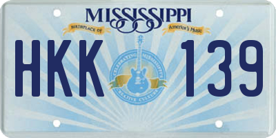 MS license plate HKK139