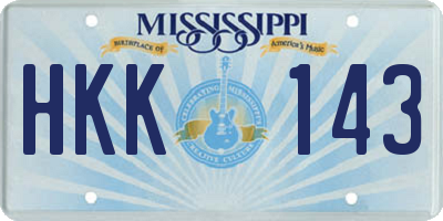 MS license plate HKK143