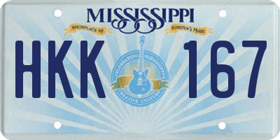 MS license plate HKK167