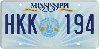 MS license plate HKK194