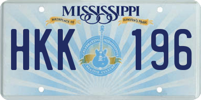 MS license plate HKK196