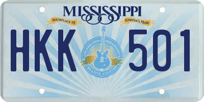 MS license plate HKK501