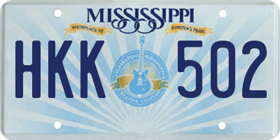MS license plate HKK502
