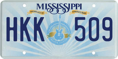 MS license plate HKK509