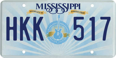 MS license plate HKK517