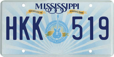 MS license plate HKK519