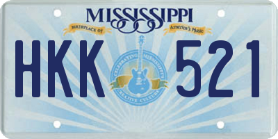 MS license plate HKK521