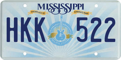 MS license plate HKK522