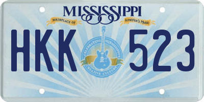 MS license plate HKK523