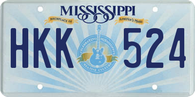MS license plate HKK524