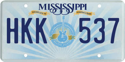 MS license plate HKK537