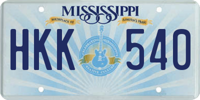 MS license plate HKK540