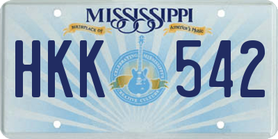 MS license plate HKK542