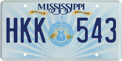 MS license plate HKK543