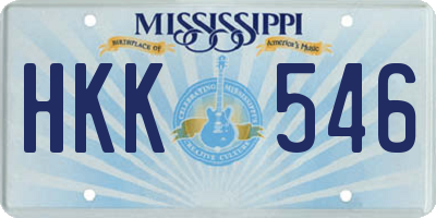 MS license plate HKK546