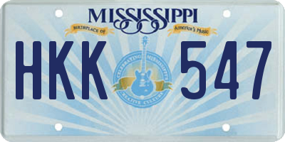 MS license plate HKK547