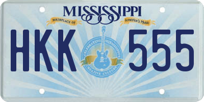 MS license plate HKK555
