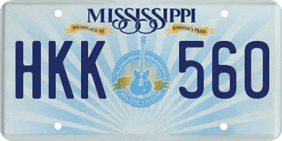 MS license plate HKK560