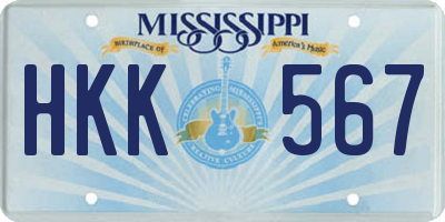 MS license plate HKK567