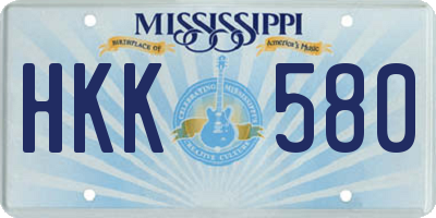 MS license plate HKK580