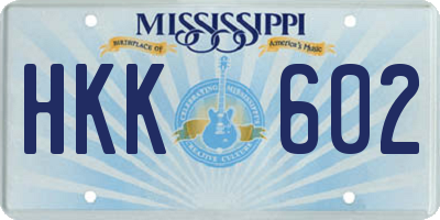 MS license plate HKK602