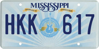 MS license plate HKK617